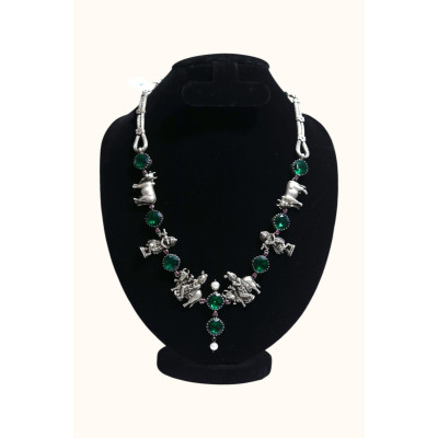 92.5 Sterling Silver Necklace with Animal and Gemstone Accents 92.5 Sterling Silver Necklace with Animal and Gemstone Accents