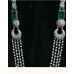 Oxidized 92.5 Sterling Silver Multi-Strand Necklace with Emerald Accents