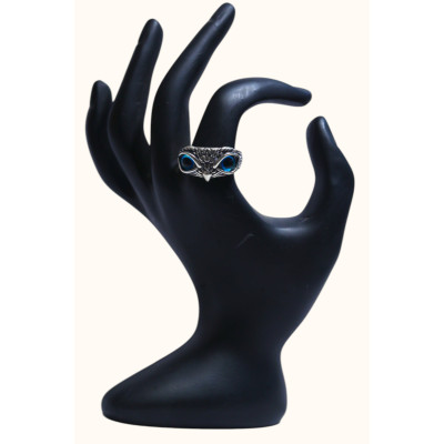 92.5 Sterling Silver Blue-Eyed Owl Ring 92.5 Sterling Silver Blue-Eyed Owl Ring