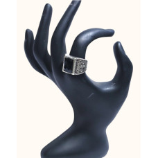 92.5 Sterling Silver Turkish Ring with Black Stone Accent