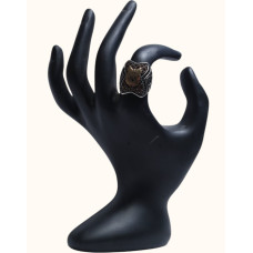 Oxidized 92.5 Sterling Silver Men's Ring with Tiger's Eye Stone and Intricate Filigree Oxidized 92.5 Sterling Silver Men's Ring with Tiger's Eye Stone and Intricate Filigree