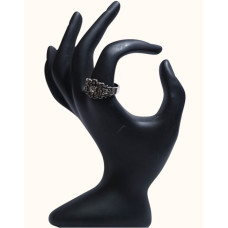 Oxidized 92.5 Sterling Silver Floral Ring with CZ Accents