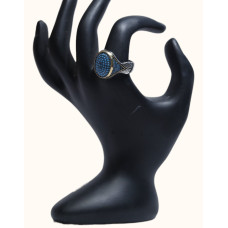 92.5 Sterling Silver Men's Ring with Turquoise and Gold Accents 92.5 Sterling Silver Men's Ring with Turquoise and Gold Accents