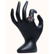 92.5 Sterling Silver Turtle Ring with Ruby Accents 92.5 Sterling Silver Turtle Ring with Ruby Accents