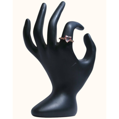  92.5 Sterling Silver Rose Gold-Plated Heart Stone Ring