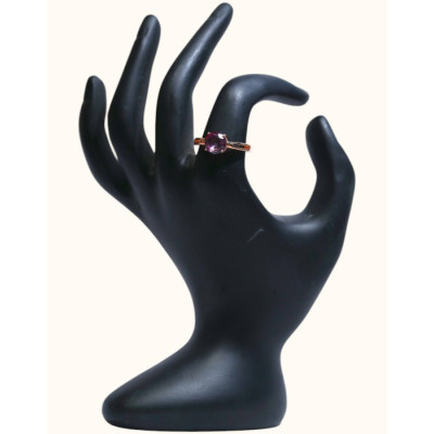 92.5 Sterling Silver Rose Gold-Plated Pink Heart Stone Ring