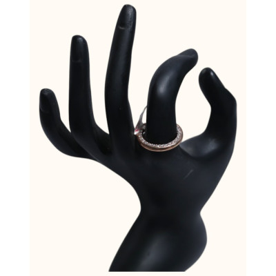 92.5 Sterling Silver Rose Gold-Plated Eternity Band with CZ Pave