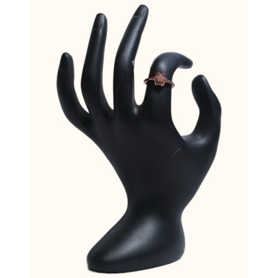 92.5 Sterling Silver Rose Gold-Plated Delicate Floral Ring with CZ Center