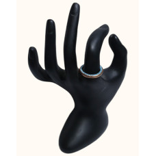 92.5 Sterling Silver Rose Gold-Plated Eternity Band with Blue CZ Pave