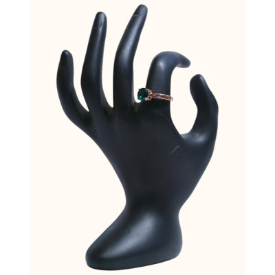 92.5 Sterling Silver Rose Gold-Plated Solitaire Ring with Emerald CZ