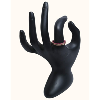 92.5 Sterling Silver Rose Gold-Plated Eternity Band with Ruby CZ Pave