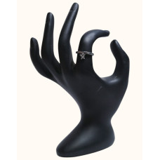 92.5 Sterling Silver Dainty Ring with Dangling Floral Charm and CZ Accent 92.5 Sterling Silver Dainty Ring with Dangling Floral Charm and CZ Accent