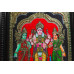 Framed Tanjore Painting of Lord Murugan with Valli and Devasena