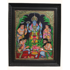 Framed Tanjore Painting of Lord Sathyanarayana Swamy