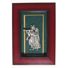 Framed Metal Wall Hanging of Radha Krishna