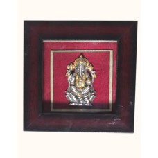 Framed Silver Idol of Lord Ganesha