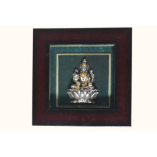 Framed Silver and Gold-Toned Idol of Goddess Lakshmi