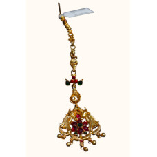 92.5 Sterling Silver Gold-Polished Maang Tikka with Stone Accents