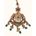 92.5 Sterling Silver Gold-Polished Antique Style Maang Tikka with Gemstone Accents 92.5 Sterling Silver Gold-Polished Antique Style Maang Tikka with Gemstone Accents