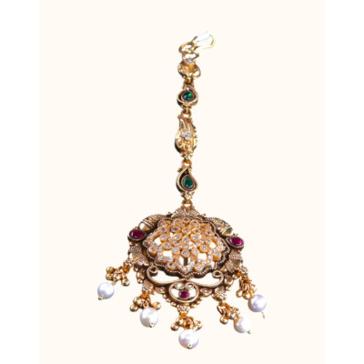 92.5 Sterling Silver Gold-Polished Maang Tikka