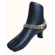 92.5 Silver Lakshmi Leaf Design Anklet with Peacock Motif