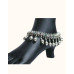 Traditional 92.5 Sterling Silver Ghungroo Anklet with Gem Accents Traditional 92.5 Sterling Silver Ghungroo Anklet with Gem Accents