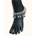 Traditional 92.5 Sterling Silver Ghungroo Anklet with Gem Accents Traditional 92.5 Sterling Silver Ghungroo Anklet with Gem Accents