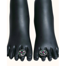 92.5 Sterling Silver Toe Rings with Clear CZ Floral Design 92.5 Sterling Silver Toe Rings with Clear CZ Floral Design