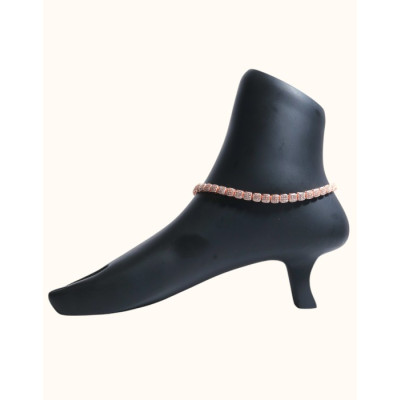 Glamorous Italian Rose Gold Pave Crystal Anklet