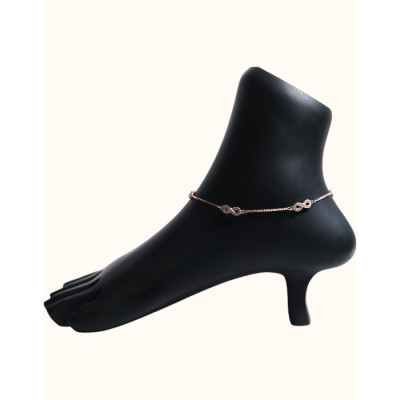 Timeless Italian Rose Gold Infinity Anklet with Sparkling Detailing