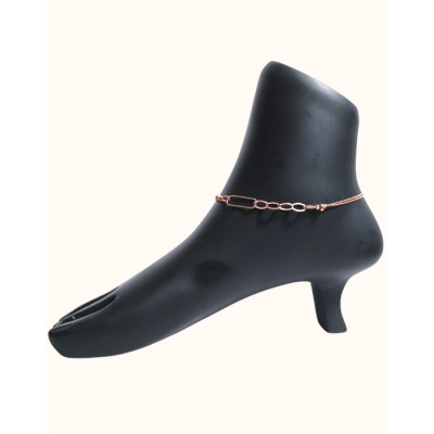 Modern Rose Gold Link and Chain Anklet