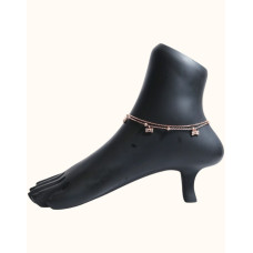 Timeless Italian Rose Gold Bow Charm Anklet with Sparkling Detailing