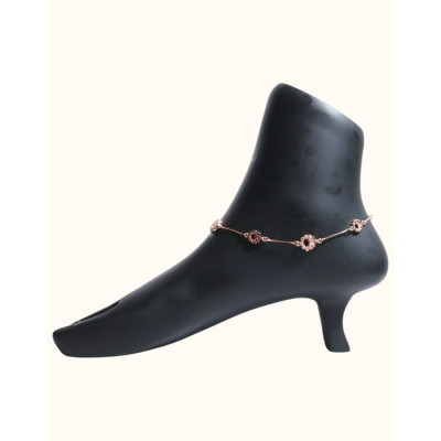 Elegant Rose Gold Floral Charm Anklet