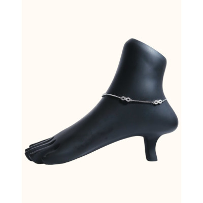 Elegant Rhodium Infinity Charm Anklet with Sparkling Accents