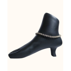 Sparkling Rhodium Polished Crystal Ball Anklet