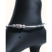 Elegant Silver Ball Anklet with Central Barrel Bead Detailing