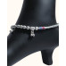 92.5 Sterling Silver Ball Chain Anklet with Enamel, Beads, and Dangling Bells