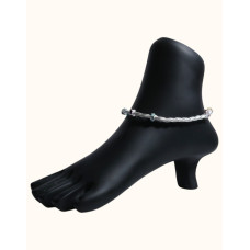 92.5 Sterling Silver Twisted Wire Anklet with Gemstone Accents