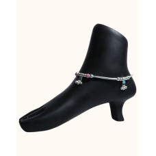 92.5 Sterling Silver Snake Chain Anklet with Enamel, Beads, Gemstone Charms, and Bells 92.5 Sterling Silver Snake Chain Anklet with Enamel, Beads, Gemstone Charms, and Bells