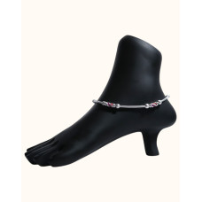 92.5 Sterling Silver Snake Chain Anklet with Enamel Accents and Textured Beads 92.5 Sterling Silver Snake Chain Anklet with Enamel Accents and Textured Beads