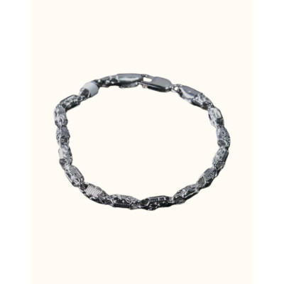 Oxidized 92.5 Sterling Silver Textured Link Bracelet