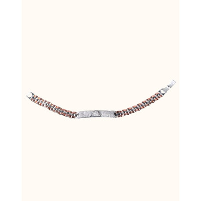 Two-Tone Silver & Copper Men’s Bracelet with Diamond-Cut Center Design
