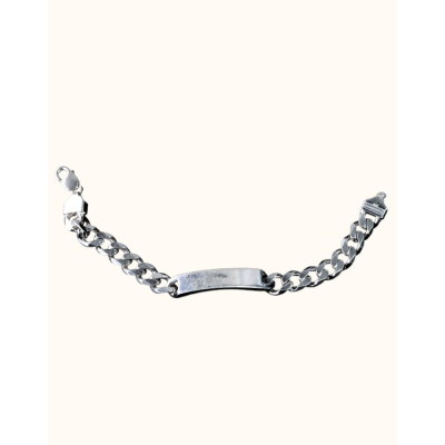 92.5 Sterling Silver Curb Chain ID Bracelet