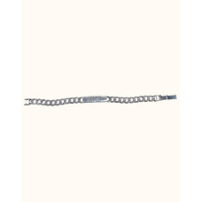 Oxidized 92.5 Sterling Silver Curb Chain ID Bracelet with Engraved Tiger Heads