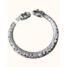  Oxidized 92.5 Sterling Silver Royal Elephant Head Bangle (Men's Kaapu)