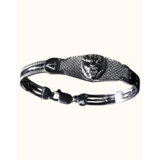 92.5 Sterling Silver Men's Bracelet with Lion Head Motif