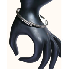 Chic Rhodium Nail Head Kada with Crystal Pave Chic Rhodium Nail Head Kada with Crystal Pave