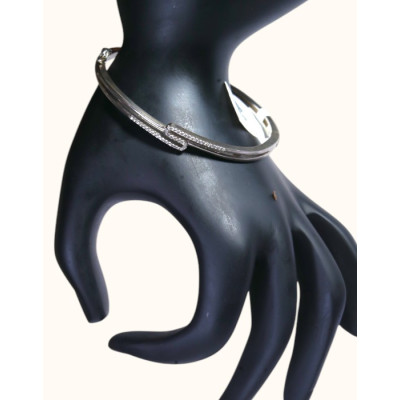 Chic Rhodium Nail Head Kada with Crystal Pave