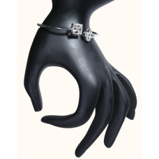  92.5 Sterling Silver Women's Open Kada with Geometric and Floral CZ Charms