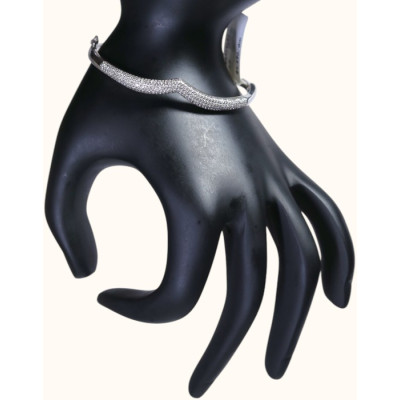 92.5 Sterling Silver Premium Designer Kada for Women with Pave CZ